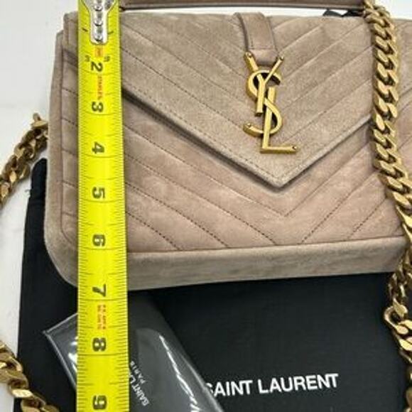 Women's Saint Laurent Ysl quilted medium suede shoulder Bag made in Italy - Picture 4 of 16